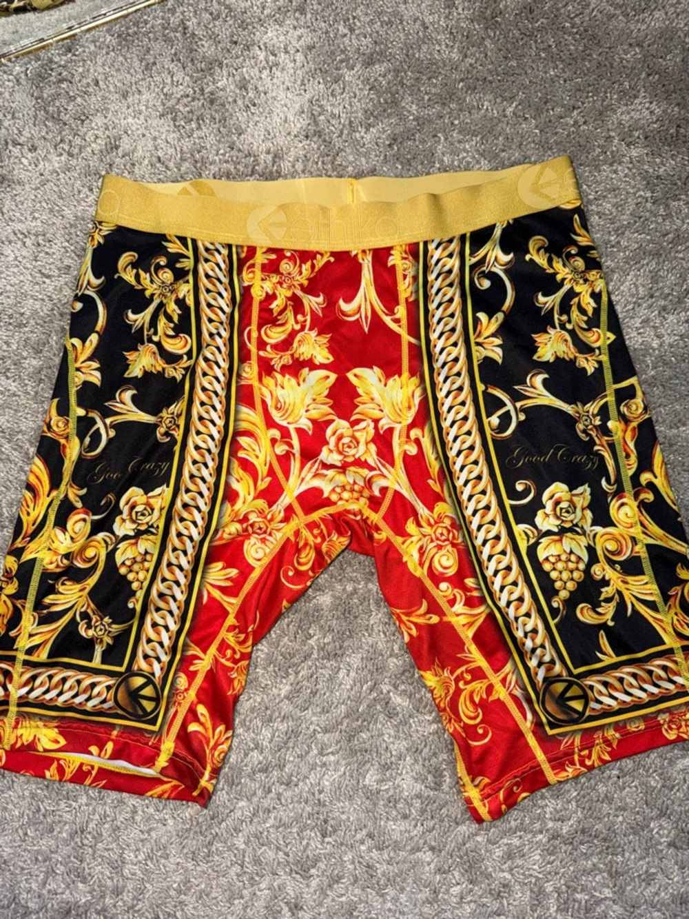 ethika Red, Black & Gold Baroque Boxer Briefs